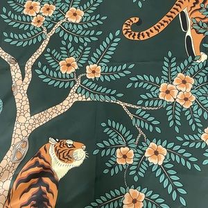Tiger and peacock shower curtain